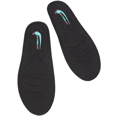 1 Inch Height Lift Insoles For Shoes Discreet PU Cushioned Insole Inserts, black pair, top view