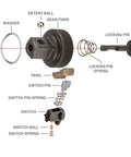 Exploded view of Go To Three Eighths Inch Drive Quick Release Ratchet With Eight Inch Length And Ninety Tooth Gear design components.