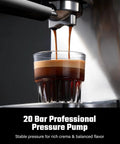 Kickstart Your Day Grind With This 20 Bar Espresso Machine Featuring Auto Milk Frother Smart Touchscreen And Sleek Steel Build For Bold Shot Creation No Fuss Cafe Sips Anytime Durable Kitchen Win, espresso brewing with 20 bar pump.