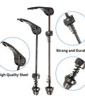 Dope Quick Release Bike Axle Skewer Set For Front And Rear Hubs, Hollow Shaft Wheel Hub Kit, steel construction close-up view.