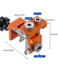 Double Hole Positioning Locator Drill Guide Jig With Adjustable Clamping for precise hole spacing, shown with dimensions.