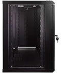 Front view of 12U Wall Mount Network Cabinet With Glass Door, Cooling Fan, Locks, And Removable Side Panels, 19 Inch Rack Enclosure