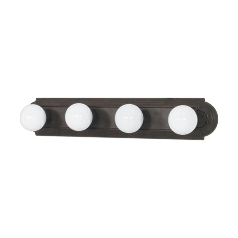 Old Bronze Four Light Vanity Strip With Alabaster Glass Shades, 24 Inch Transitional Bathroom Vanity Light Fixture, Bronze Finish