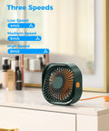 4 Inch USB Desk Fan With 3 Speed Portable Mini Cooling Fan And 360 Degree Rotatable Head on a white desk