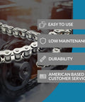 Close-up of 60 Roller Chain with Master Links 10 Pack for Quick Install and Strong Connection, highlighting easy use and durability.