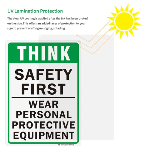 Heavy Hitter Aluminum Ppe Sign Two Pack Ten By Fourteen Inches Reflective Personal Protective Equipment Display Rock Solid For Industrial Sites And Outdoor Areas Built To Withstand Sun And Rain Damage