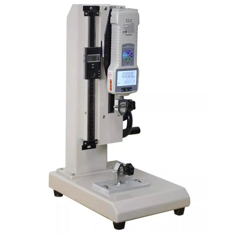 High Precision Digital Force Gauge With Manual Test Stand And Hand Wheel Push Pull Gauge For Tension And Compression Testing 8.6 Inch Stroke Clear Display Real Time Displacement Ball Screw Build ZP3000N on manual stand