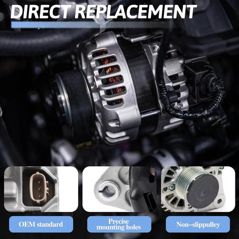 Beefed Up 110 Amp 12 Volt Alternator Replacement For Nissan Altima 2013 To 2018 2.5L L4 With CW 6 Groove Pulley installed