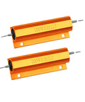 Industrial Grade Wirewound Resistor 100 Watt 0.01 Ohm Screw Mount Aluminum Heat Sink two pack with orange casing and connectors