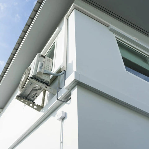 Decorative PVC Line Set Cover Kit for Ductless Mini Split AC and Heat Pumps, 3 Inch x 16.1 Ft Weatherproof Exterior Shield installed