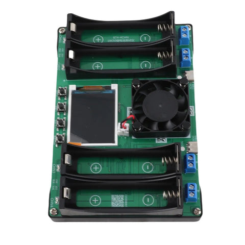 Straight Up Battery Diagnostics With This 4 Channel Capacity Tester Module showing internal components and battery slots for Li Ion Li Po cells.