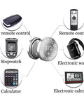 Image showing Top Shelf 10 Pack 1.5V Button Coin Cell Watch Batteries compatible with various devices like watches and calculators.