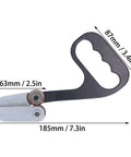 Hand Pull Cutter For Metal Sheets And Cardboard, Effortless Nibbler With Dual Round Blades, dimensions shown in millimeters and inches