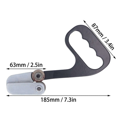 Stainless Steel Metal Sheet Cutter Hand Plate Shear Dope Manual Cutting Tool with round edge blades, shown with measurements