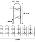 Diagram of Rustproof Wrought Iron Garden Fence Border 32 Inch High And 20 Feet Long Across 14 Panels No Dig Fence For Flower Beds Yard And Patio
