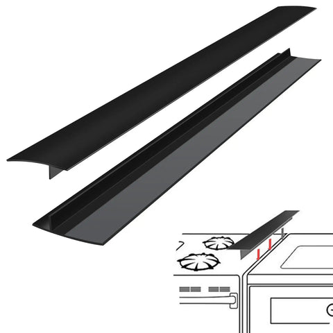 Silicone Stove Gap Covers Two Pack Seal The Gap Between Stovetop And Counter Heat Resistant And Easy Clean Oven Gap Filler 21 Inch Black