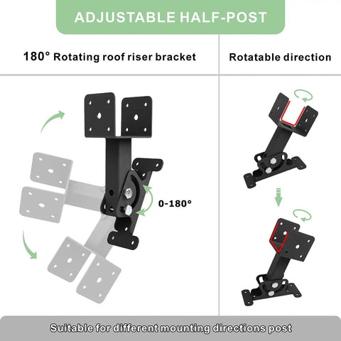 Adjustable Roof Riser Brackets For Pergola Beams And Gazebos Built Tough Heavy Duty Roof Mount Brackets 0 To 180 Degree Angles Rust Resistant Metal Black
