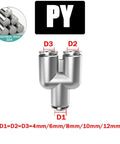 Air Pneumatic Fittings Kit With 100 Pieces Of Quick Connectors, 12mm PY Stainless Steel, for Hose Systems, Y-shape design