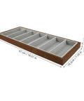 Top Shelf Walnut Wooden Sunglasses Tray With Silky Gray Velvet Liner, seven slot organizer for desk, 47 cm long.