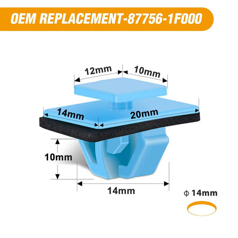 Rocker Panel Fender Flare Clip Kit With Sealer And Rivet Fasteners Nylon DIY set for Hyundai Kia SUVs with clip dimensions.