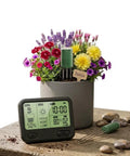 Expandable Twelve Zone Wireless Plant Monitor Kit With Indoor LCD Hub and TDR Four In One Plant Water Meter in flower pot