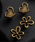 Antique Brass Heart Cabinet Knobs With Hammered Texture Solid Metal Drawer Pulls And Handles for Boho Nursery Dresser Kitchen Cabinets