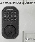 Keyless Entry Door Lock Electronic Keypad Deadbolt With Auto Lock One Touch Locking 50 Custom User Codes in rain