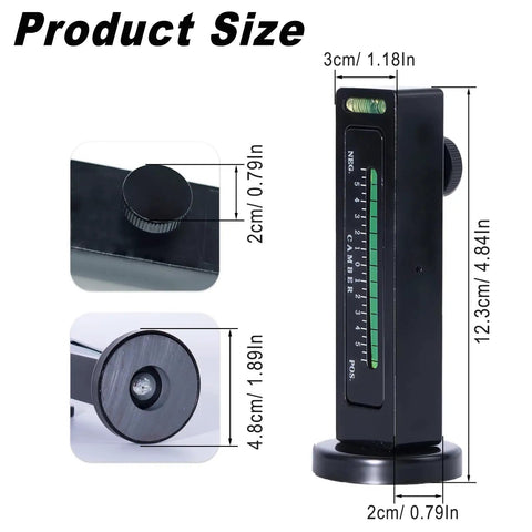 Universal Camber Alignment Tool With Magnetic Base For Car Suv Rv Precision Wheel Straightening Gauge product size measurements and details.