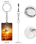 Sunset Aircraft Plane Acrylic Keychain With Chain And Jump Ring Lightweight Bag Charm, 2x0.3x4.2 in, acrylic material