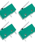 Micro Travel Limit Switch 3 Pin 5A 250V For CNC Machines With Handle Green 4 Pack High Temperature Wear Resistant Industrial Control Switch Workhorse Rugged
