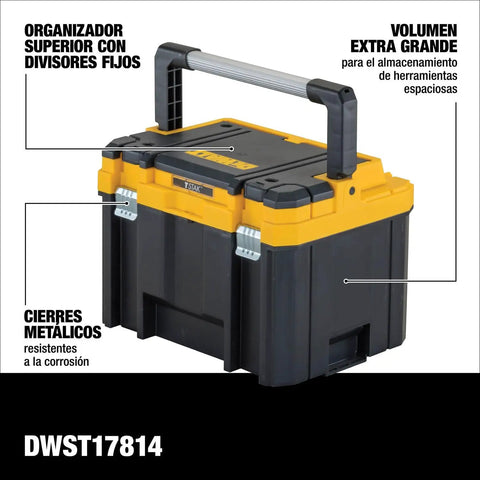 Deep Extra Large Tool Box Built Tough With Long Bi Material Handle, Top Organizer With Fixed Dividers, Heavy Duty Rust Resistant Latches