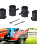 Flange Wheel Bushing Bearing Kit For Lawn Mower Repair with replacement parts shown on a red mower, sizes 741-0990B, 714-0162