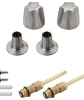 Bathtub Shower Handle Replacement Kit For Pfister Verve Contessa Windsor Faucets 2 Piece Knob Set With 12H-2H 12H-2C Stems Flange Base Brushed Nickel