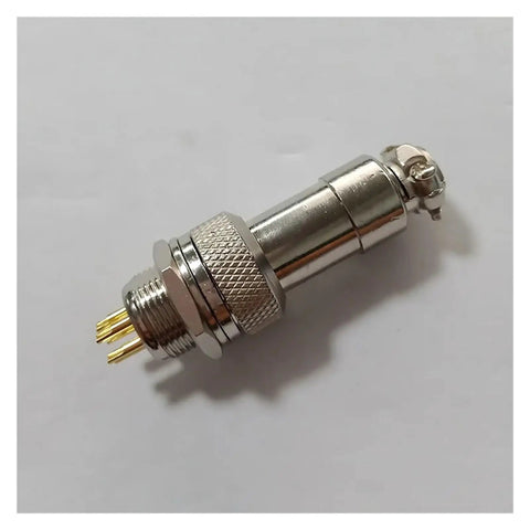 Side view of a Go-To Gold Plated GX16 aviation plug, part of a 2 to 10 pin electrical connector set for aviation and DIY projects.
