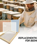 All In One 10 Frame Beehive Parts Kit For Beginner Beekeepers with beekeeper and hive components displayed