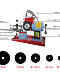 Top Shelf Electric Circular Saw Blade Sharpener For Carbide Tipped Blades With 370 Watt Rotary Angle Mill Grinder and Knockout Precision Adjustment Handles for Dead Simple Restoration Work, featuring grinding wheel and motor.