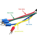 Colored electrical wires labeled as live and ground for safe connections in industrial settings, emphasizing proper wiring.