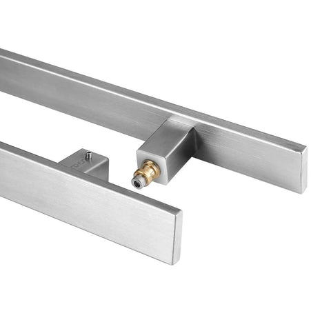 Heavy Duty 48 Inch Commercial Push Pull Door Handle With Square Design SUS 304 Stainless Steel Construction Anti Rust And Corrosion Resistant Tough As Nails For High Traffic Doors, close-up