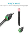 Kickass Male Dc Power Connector Adapter 10 Pack with Thick Copper Wiring, showing easy installation and screw terminals.