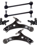 SOSOPART front suspension kit: two black sway bar links, two curved lower control arms, and two lower ball joints.