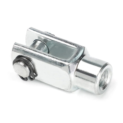 Y 20 Clevis End Connector for Pneumatic Air Cylinders, M8 x 1.25 Female Thread, 40mm Length, 20mm Bore Foot Mount Joint, Rock Solid Iron Construction, Silver Finish, Easy Install, silver clevis end