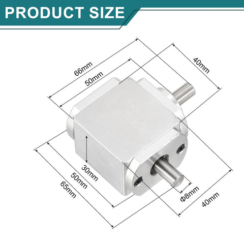 Right Angle Bevel Gearbox For DIY Gearheads, 1 To 1 With One Output Shaft, 1 Module 20 Teeth Bevel Gear, Aluminum Frame, 65x66x30mm