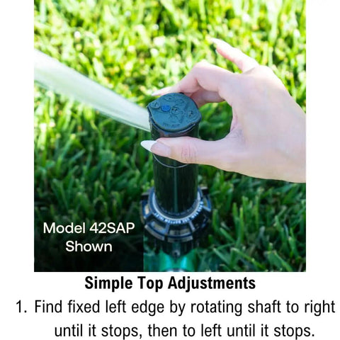 Adjusting Heavy Duty Gear Drive Rotor Sprinkler On Robust Green Stake With 40 To 360 Degree Adjustable Pattern And 26 To 38 Foot Spray Reach
