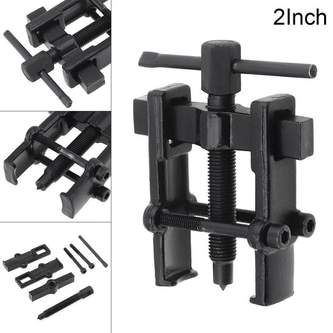 Front view of a 2-inch adjustable two-jaw gear puller; carbon steel bearing remover tool