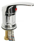 Hella Durable Zinc Alloy Salon Shampoo Bowl Faucet Kit With Hot And Cold Mixer Sprayer Hose Set Built Solid For Barbershop Or Home Spa Easy Install Scratch Resistant Finish Smooth Swap For Every Sink, close-up of faucet handle and connections.