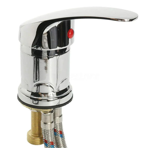 Hella Durable Zinc Alloy Salon Shampoo Bowl Faucet Kit With Hot And Cold Mixer Sprayer Hose Set Built Solid For Barbershop Or Home Spa Easy Install Scratch Resistant Finish Smooth Swap For Every Sink, close-up of faucet handle and connections.
