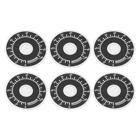 200 Pack Dial Plate Aluminum Alloy Round Scale Plates 0 To 100 For Potentiometers And Industrial Control Equipment, 40mm Outer Diameter, 10mm Inner Hole, 0.5mm Thick, RV24YN 20S WH118 Compatible, six black dial plates