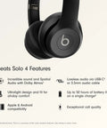 Solo 4 Wireless Bluetooth On-Ear Headphones Serving Serious Heat And 50-Hour Battery Life For Your Daily Ride Built With Ultra Lightweight Flex-Grip Cushions And Immersive Spatial Audio Technology In Matte Black features overview.