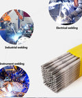Carbon Steel Welding Electrodes Set 2.0mm And 1.2mm, 50 Pieces Each, Pro Grade Stick Welding Rods shown with welding types