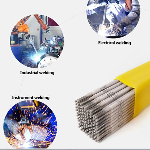 Carbon Steel Welding Electrodes Set 2.0mm And 1.2mm, 50 Pieces Each, Pro Grade Stick Welding Rods shown with welding types